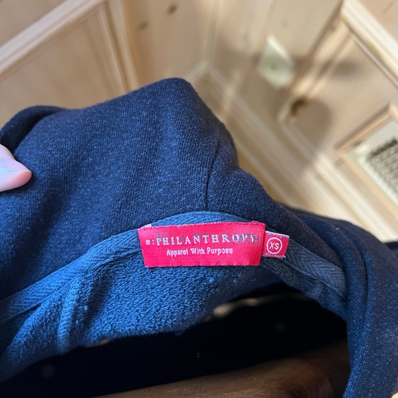 n: Philanthropy Distressed Black Hoodie - Picture 3 of 3